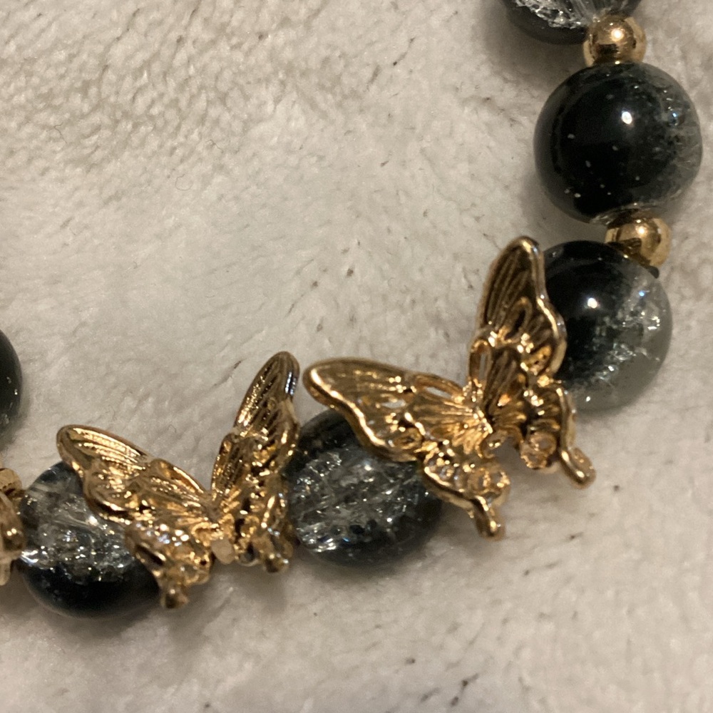 Elegant Gold and Black Butterfly Bracelet - Picture 4 of 5